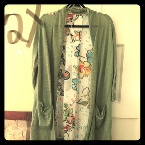 Sage cardigan. Sheer back!